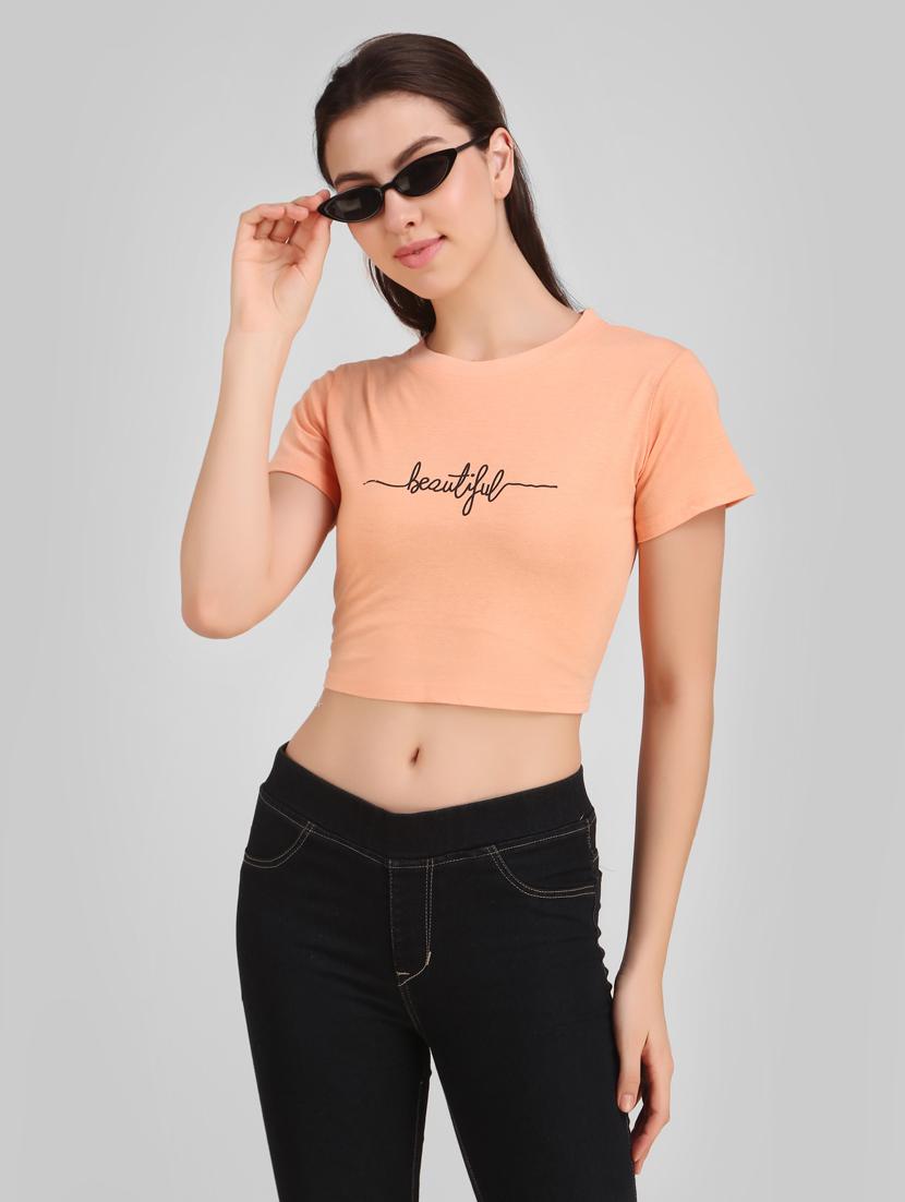 round neck quirky crop tee - 17471224 - Standard Image - 4