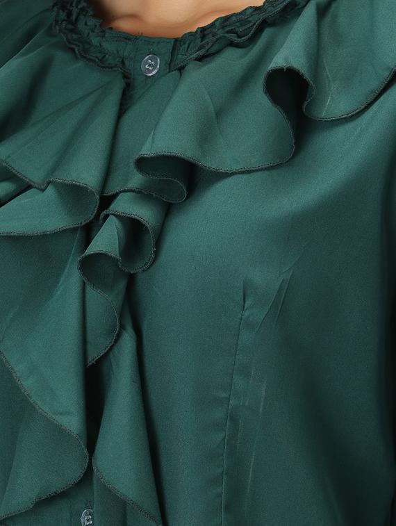 ruffle detail round neck top - 17471373 - Standard Image - 4