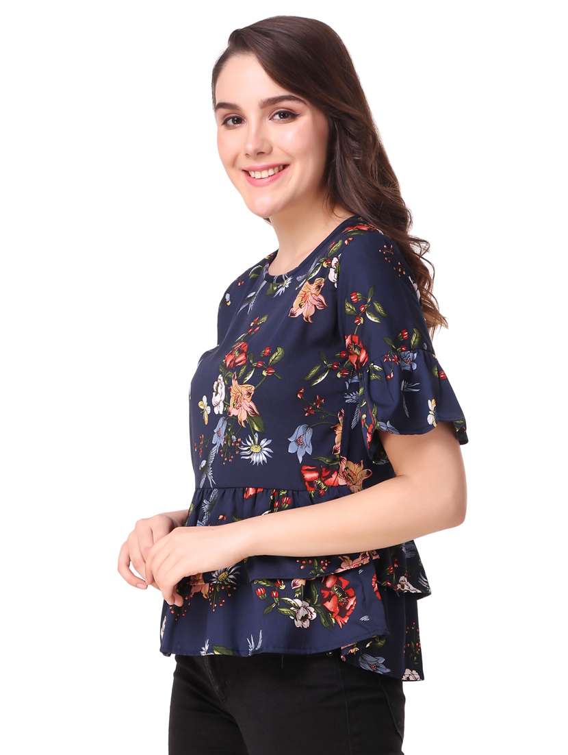 round neck ruffled layered top - 17471380 -  Standard Image - 1