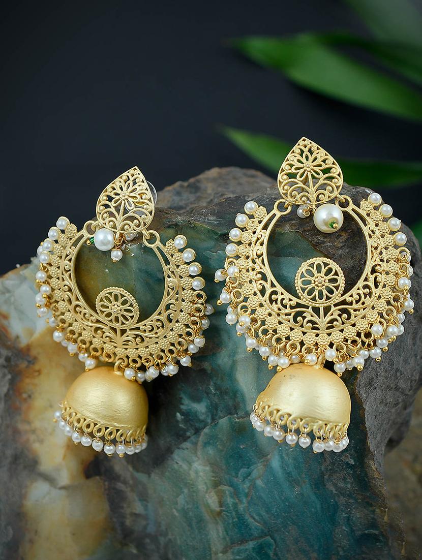 gold brass chandballi earring - 17474034 -  Standard Image - 1