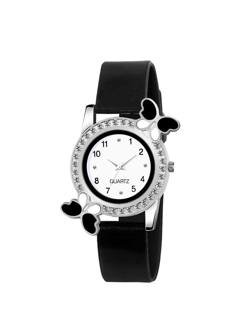 k-2 blue diamond studded attractive butterfly stylish women watch 