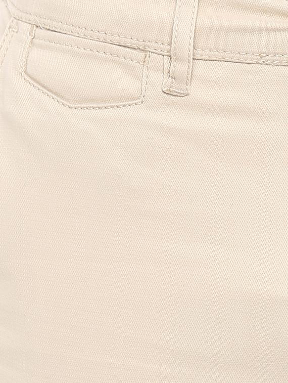 cream solid flat front casual trouser - 17474751 - Standard Image - 4