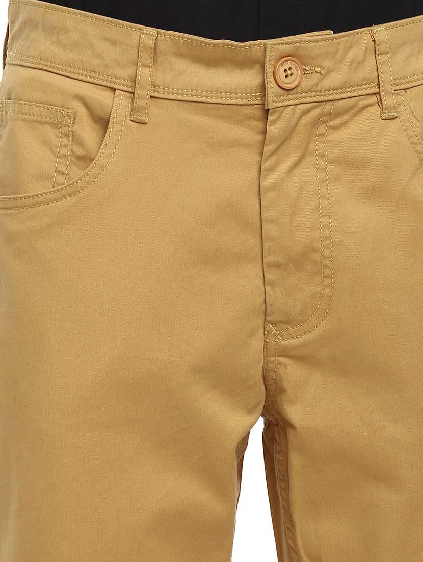 beige solid flat front casual trouser - 17474761 -  Standard Image - 4