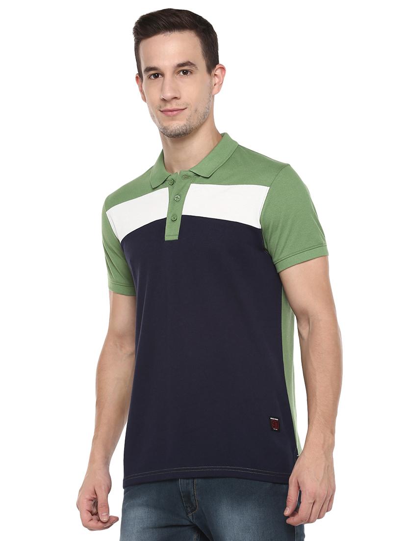 green color block polo t-shirt - 17475068 -  Standard Image - 1
