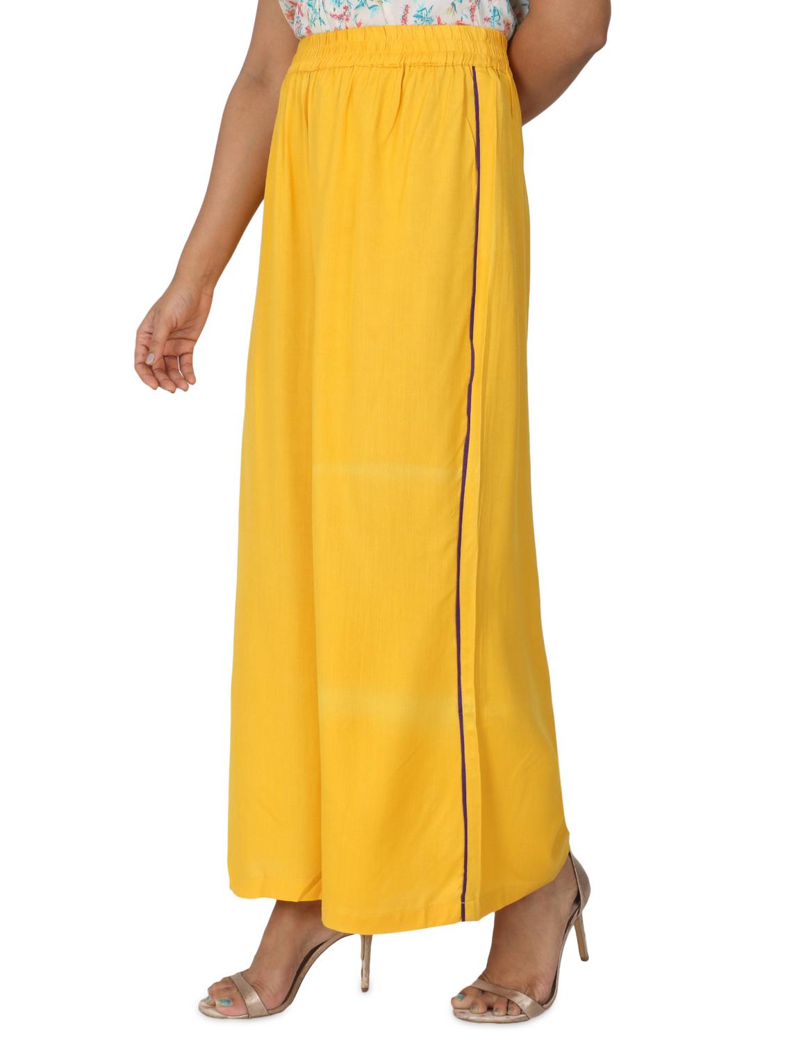 yellow solid mid rise palazzo - 17475134 -  Standard Image - 1