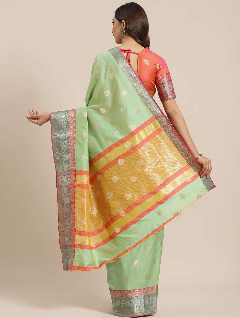 neo mint banarasi saree with blouse - 17476346 - Standard Image - 1