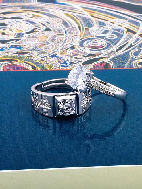 silver crystal combo ring - 17476356 - Standard Image - 0
