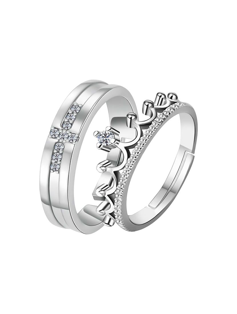 silver crystal combo ring - 17476413 - Standard Image - 1