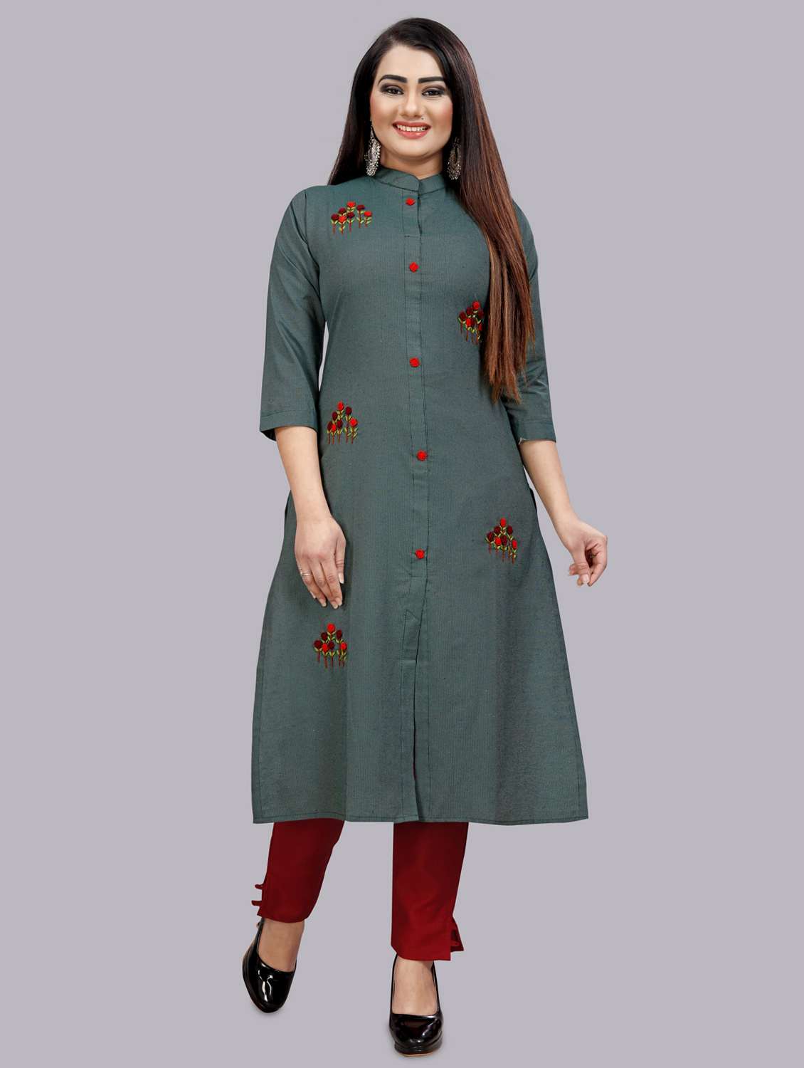 embroidered a-line kurta 