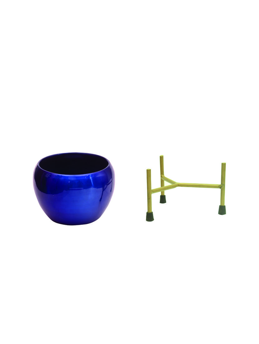 the blue bowls' table planter pots with stands in iron (13 cm, set of 1)