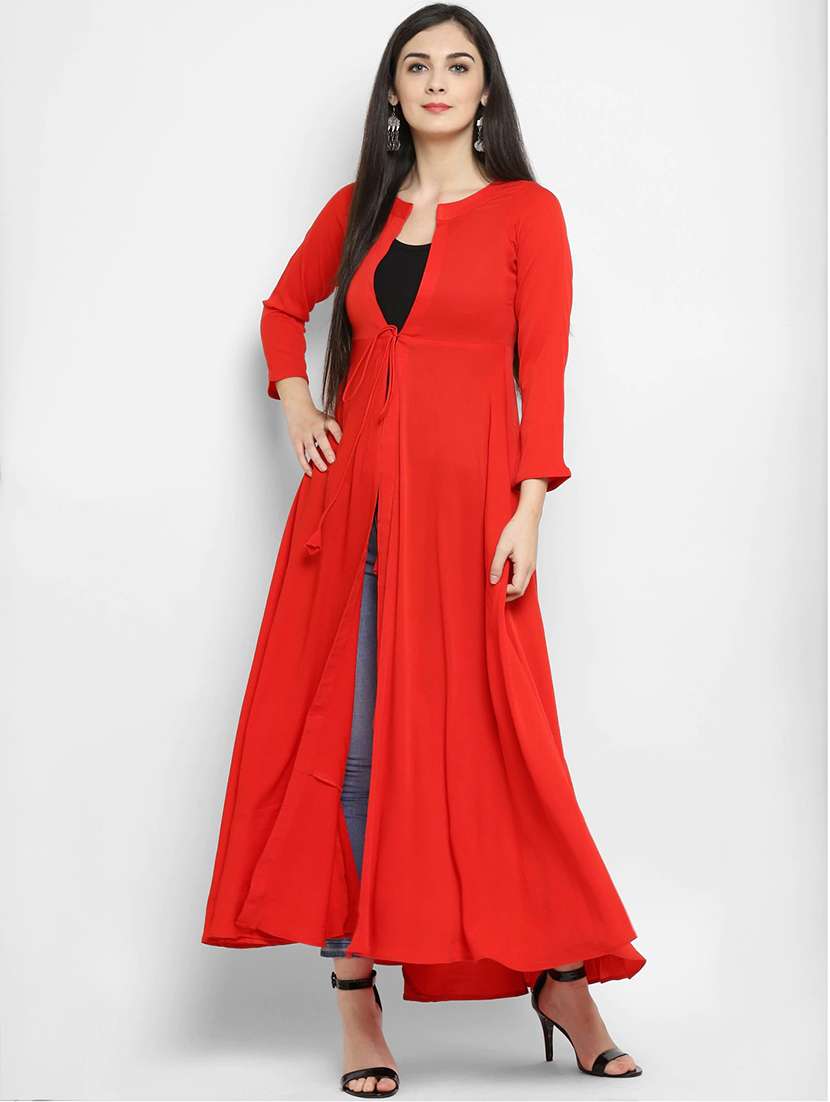 solid contrast yoke flared kurta
