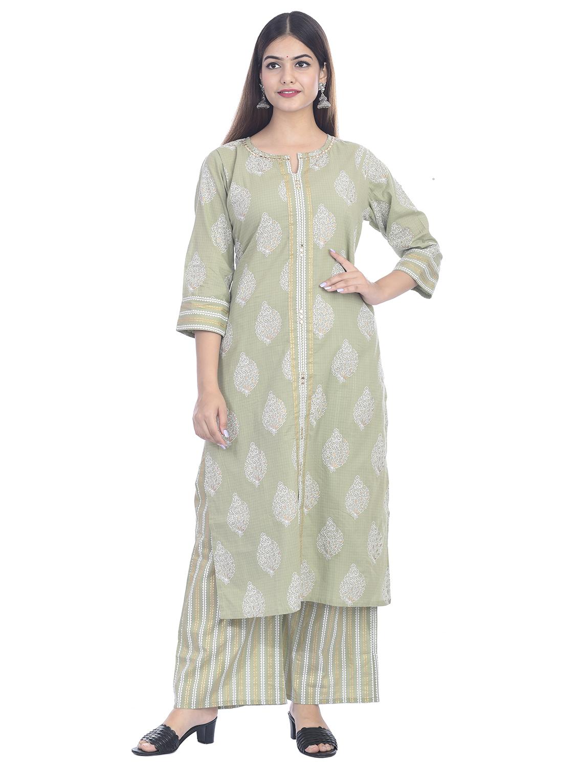 gold print kurta palazzo set - 17482226 -  Standard Image - 1