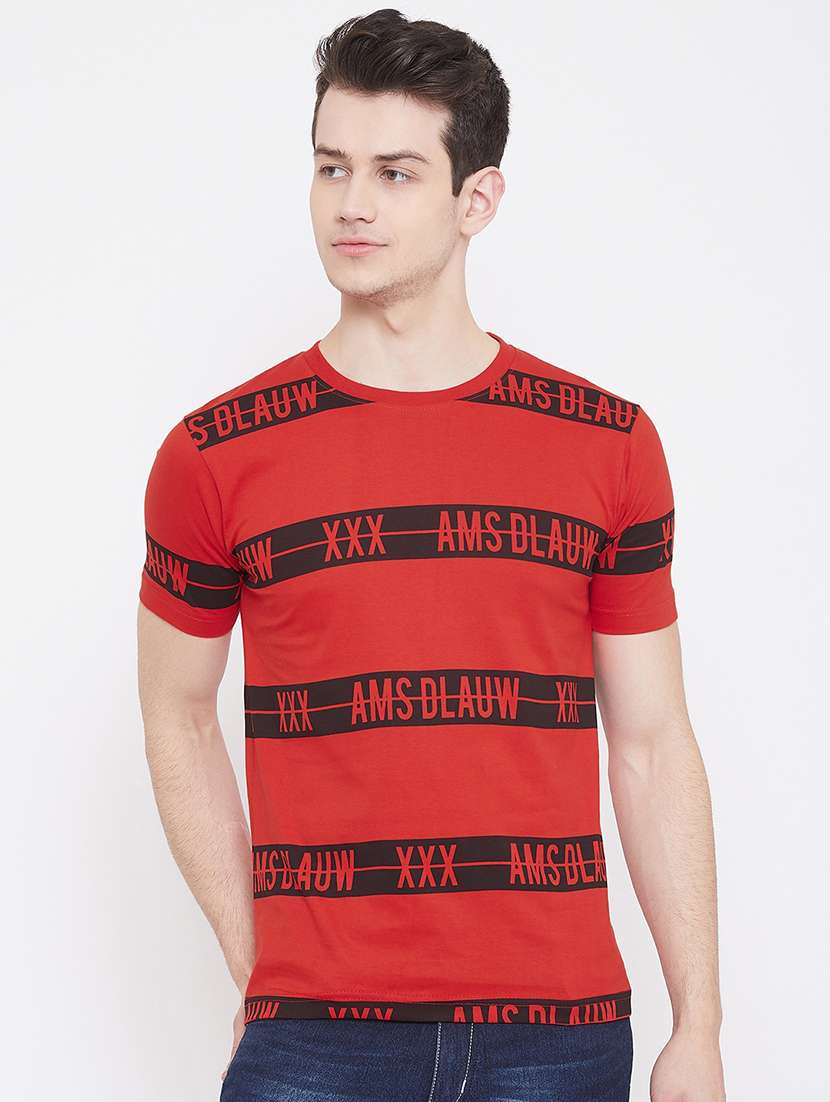 red printed t-shirt