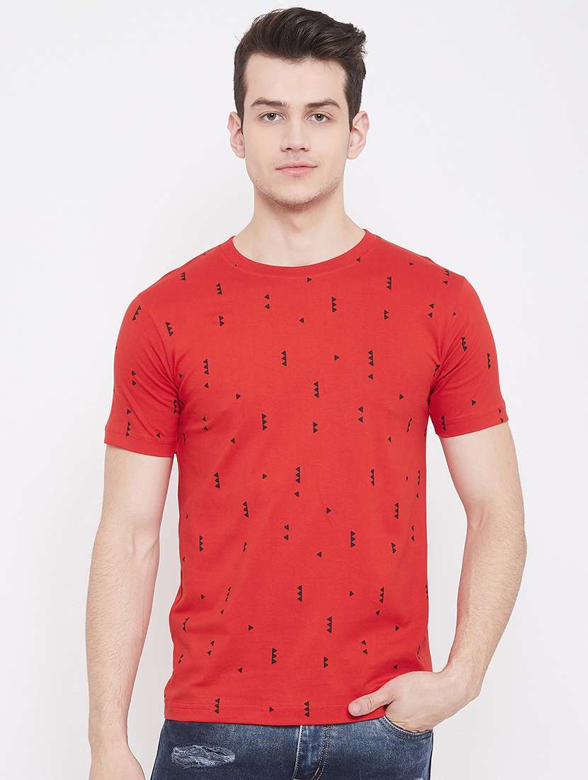 red printed t-shirt