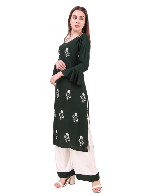 embroidered kurta palazzo set - 17482283 -  Standard Image - 1