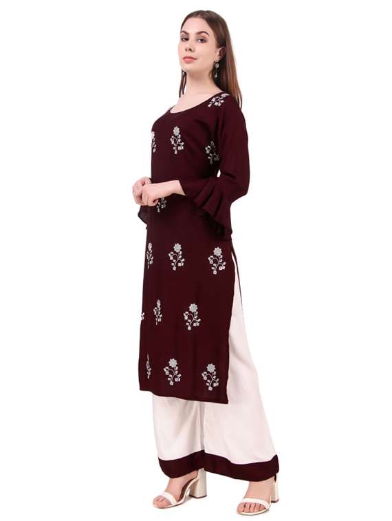 embroidered kurta palazzo set - 17482284 -  Standard Image - 1