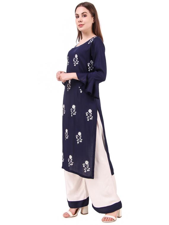 embroidered kurta palazzo set - 17482285 -  Standard Image - 1