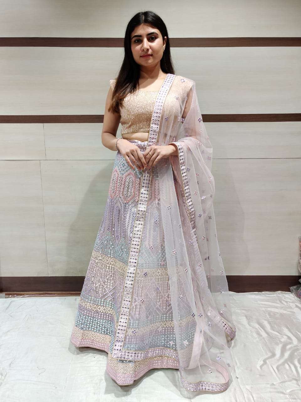 beautiful mirror work lehenga 