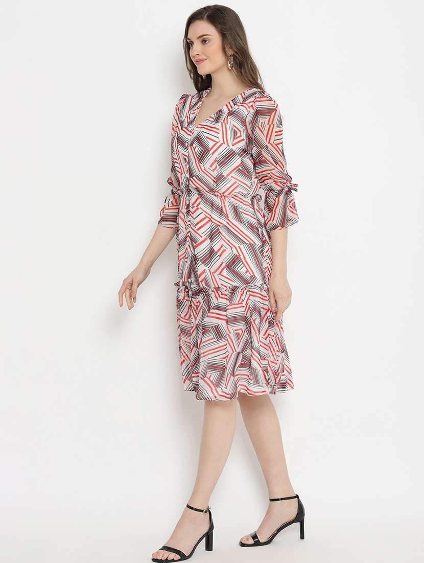 v-neck abstract a-line dress - 17482682 -  Standard Image - 1