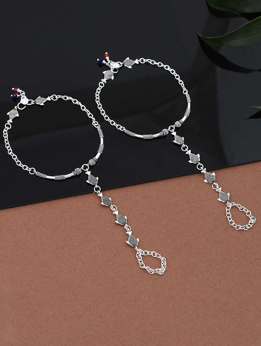 silver brass anklets and payal - 17482739 -  Standard Image - 1