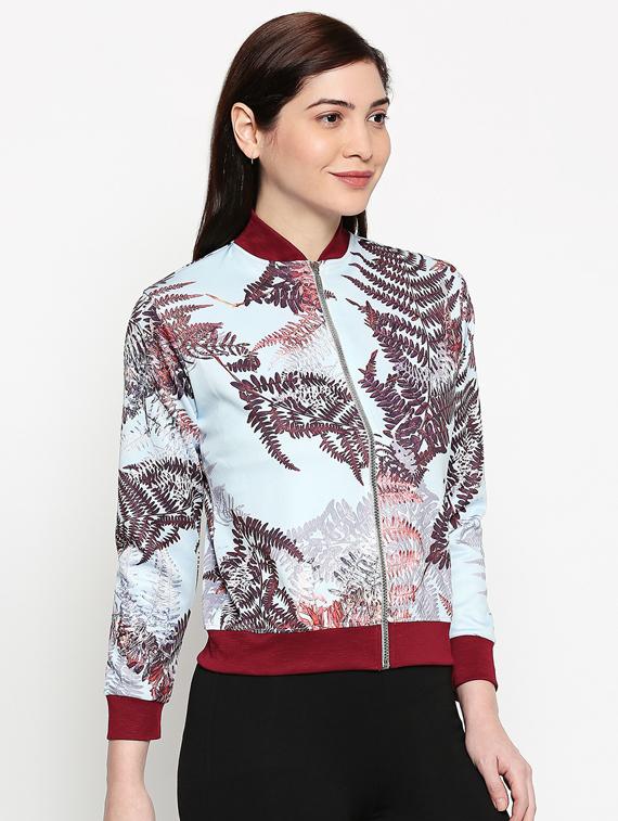 mandarin neck printed jacket - 17482771 - Standard Image - 1