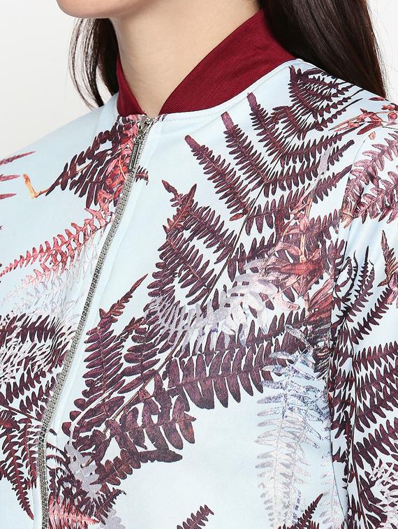 mandarin neck printed jacket - 17482771 - Standard Image - 4