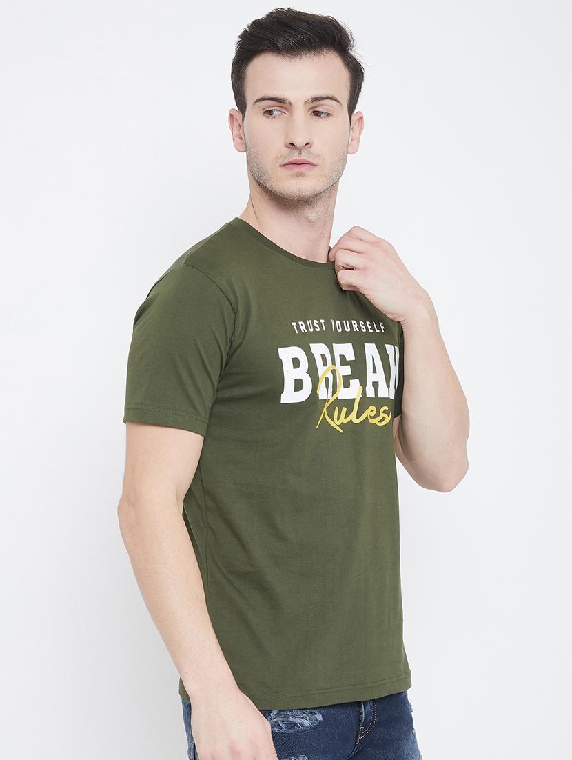 olive green printed t-shirt - 17483927 -  Standard Image - 1