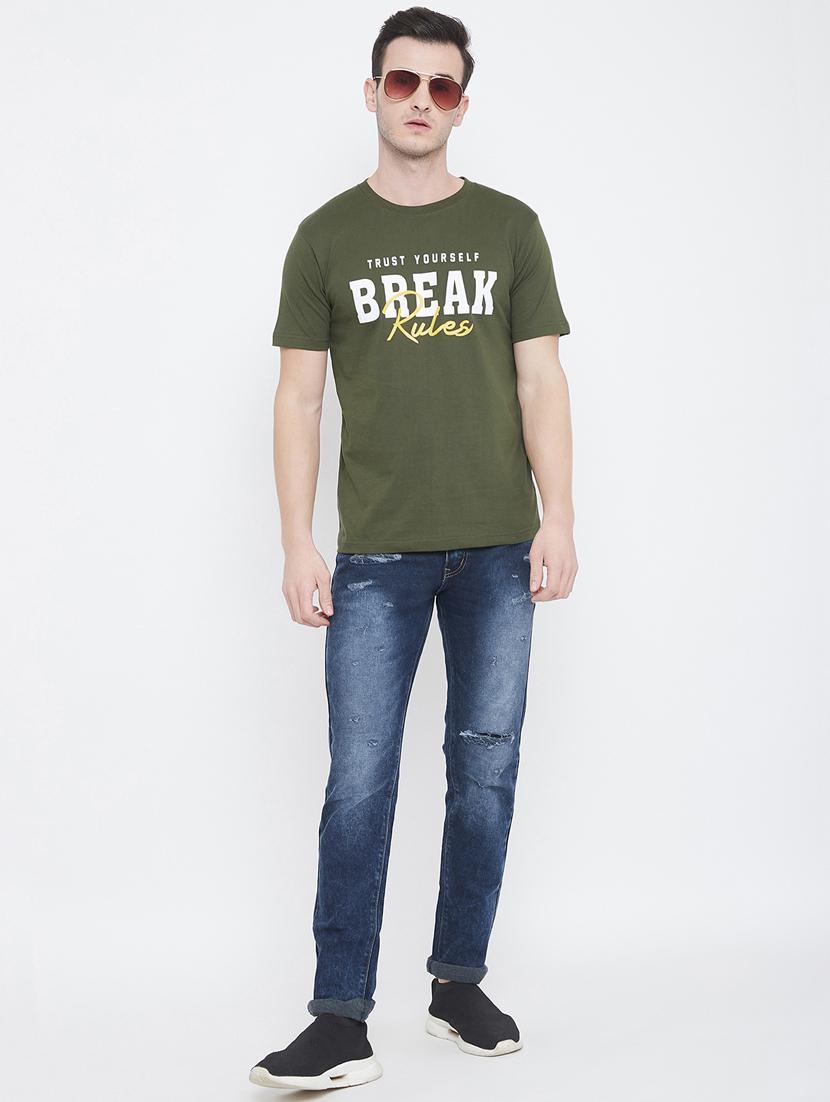 olive green printed t-shirt - 17483927 - Standard Image - 4