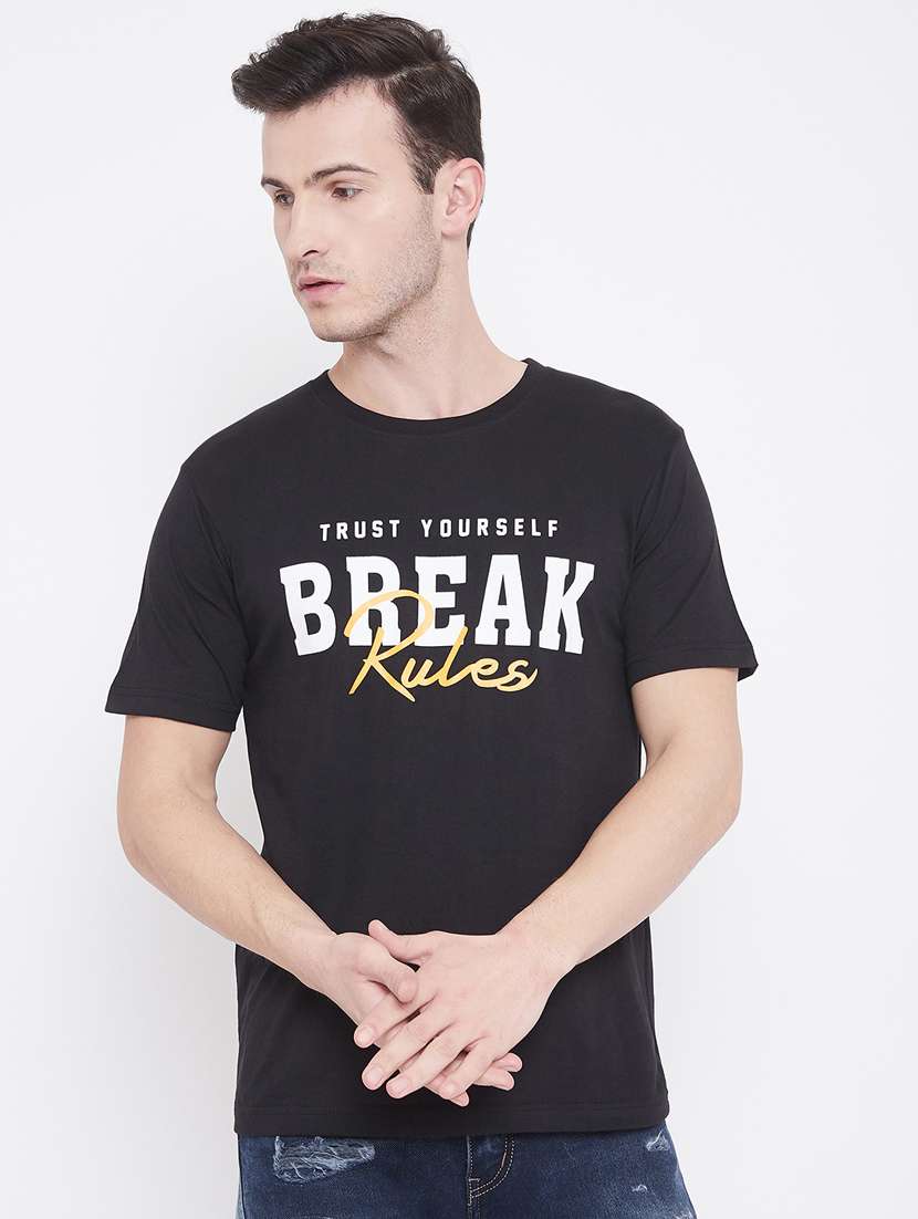 black printed t-shirt