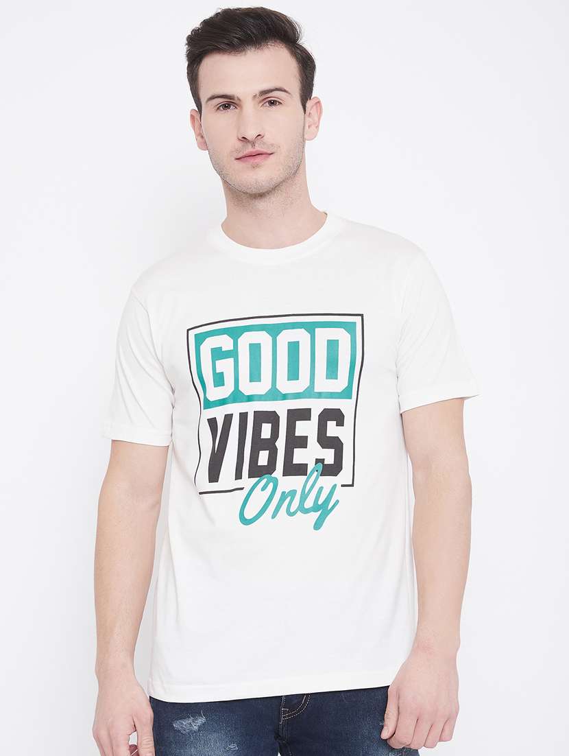 men round neck front print t-shirt