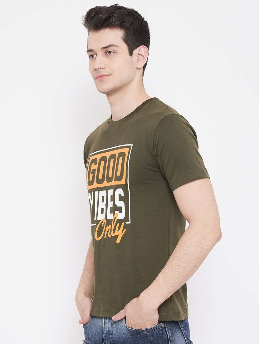 olive green printed t-shirt - 17483931 -  Standard Image - 1