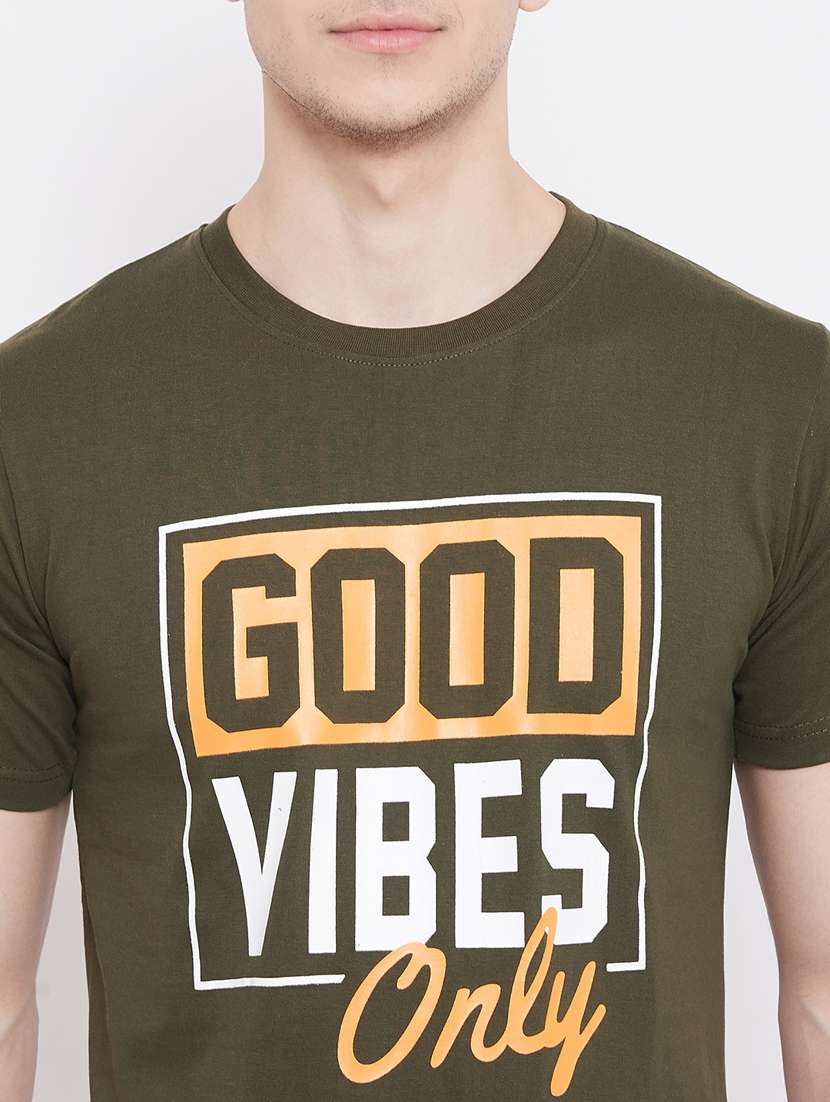 olive green printed t-shirt - 17483931 -  Standard Image - 4