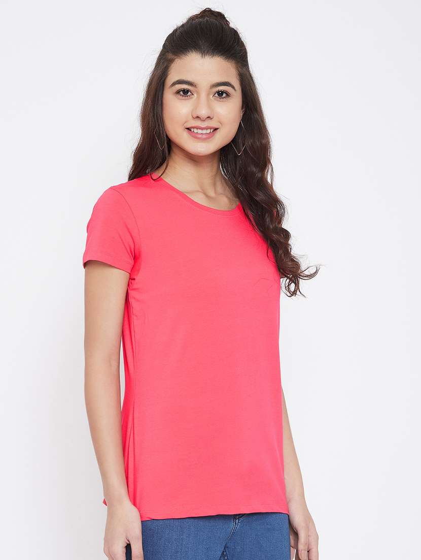 women's plain round neck t-shirt - 17484742 - Standard Image - 1