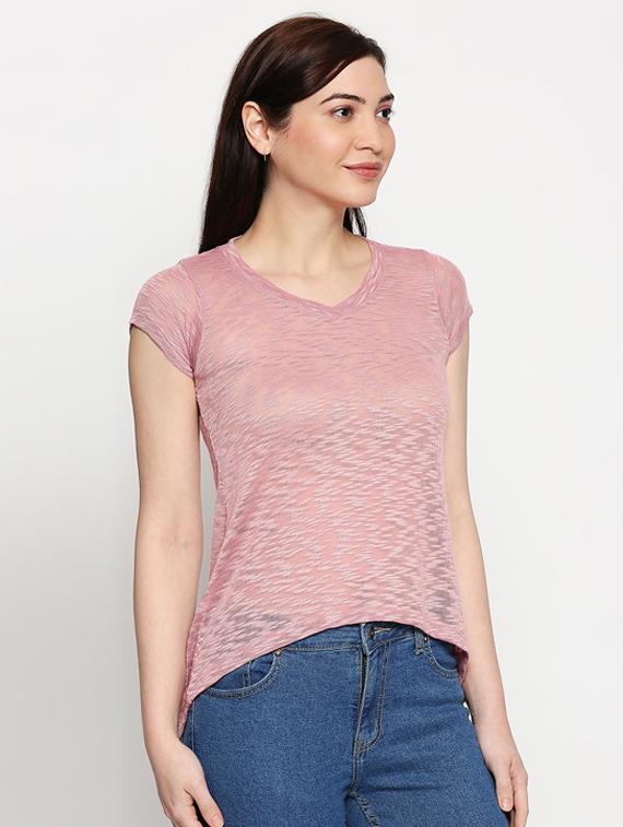 asymmetric hem melange tee - 17484791 - Standard Image - 1
