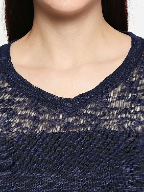 asymmetric hem melange tee - 17484795 -  Standard Image - 4