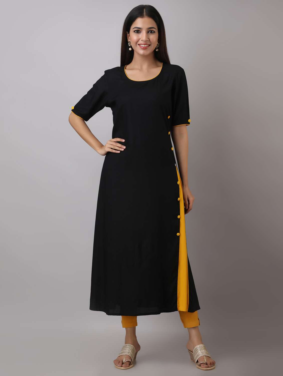 solid rayon a-line kurta