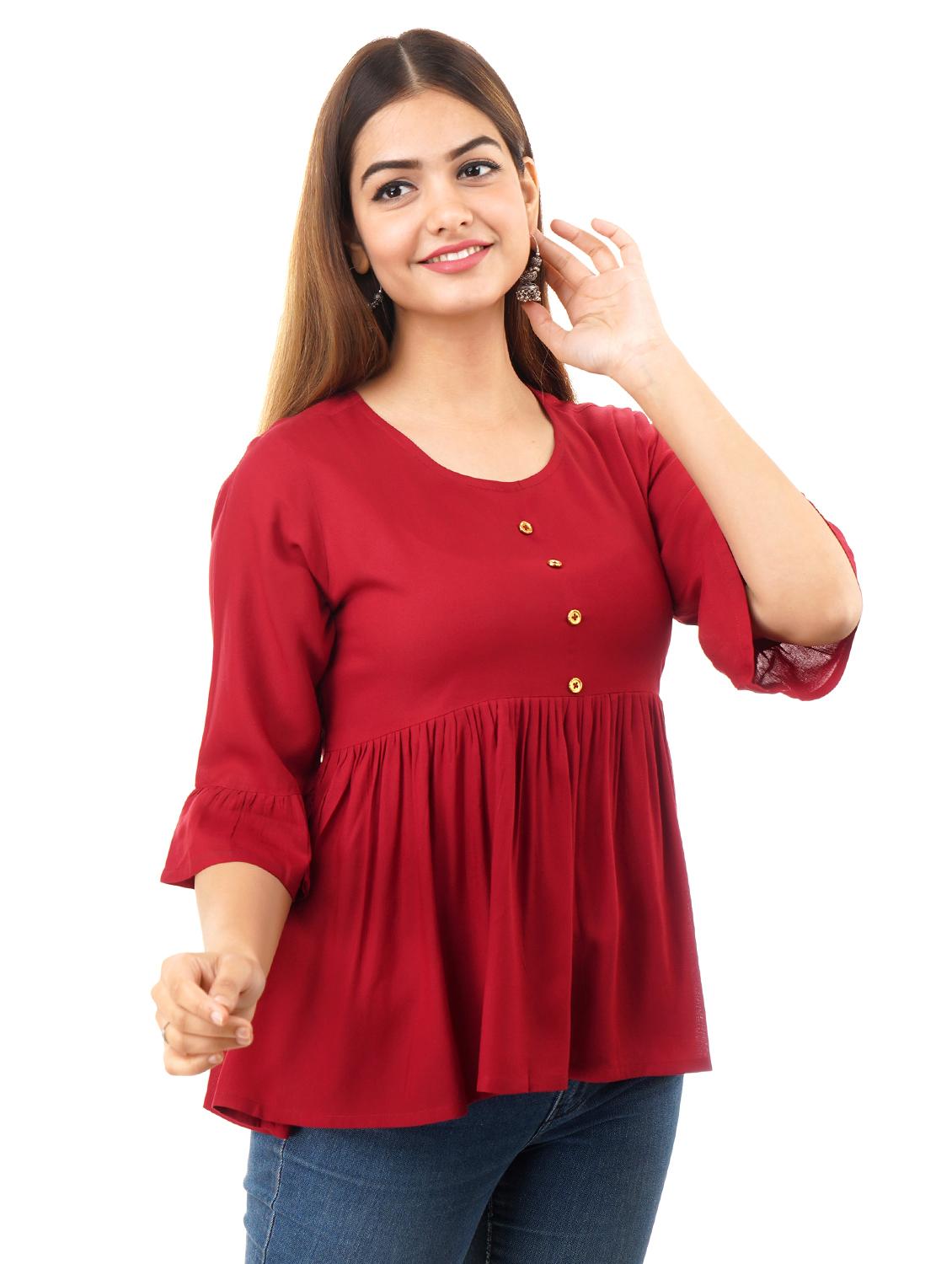 women's peplum round neck top - 17484887 -  Standard Image - 1