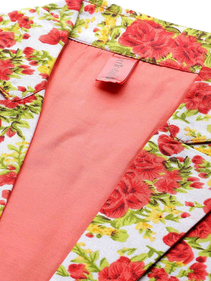 Hook Closure Floral Blazer 