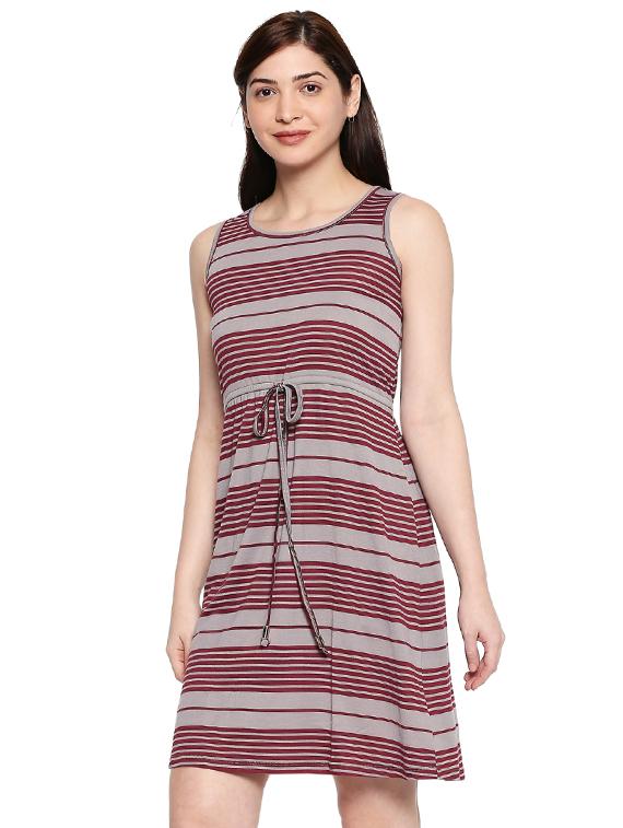 drawstring waist striped a-line dress - 17492563 -  Standard Image - 1