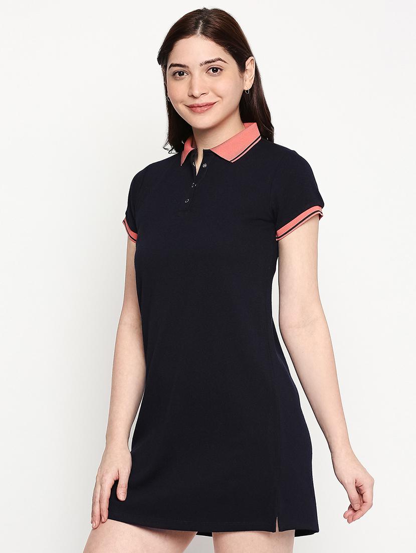 contrast ribbed shirt dress - 17492570 -  Standard Image - 1
