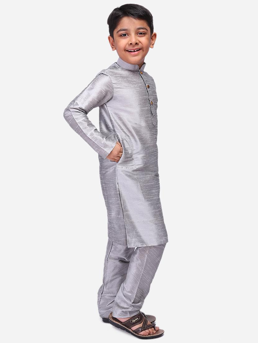 silver silk kurta sets  - 17492820 -  Standard Image - 1