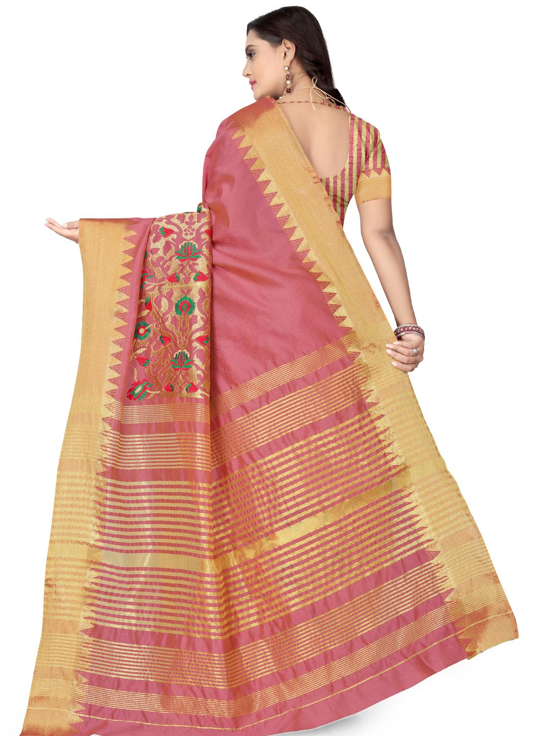 women's embroidered saree with blouse - 17493166 - Standard Image - 1