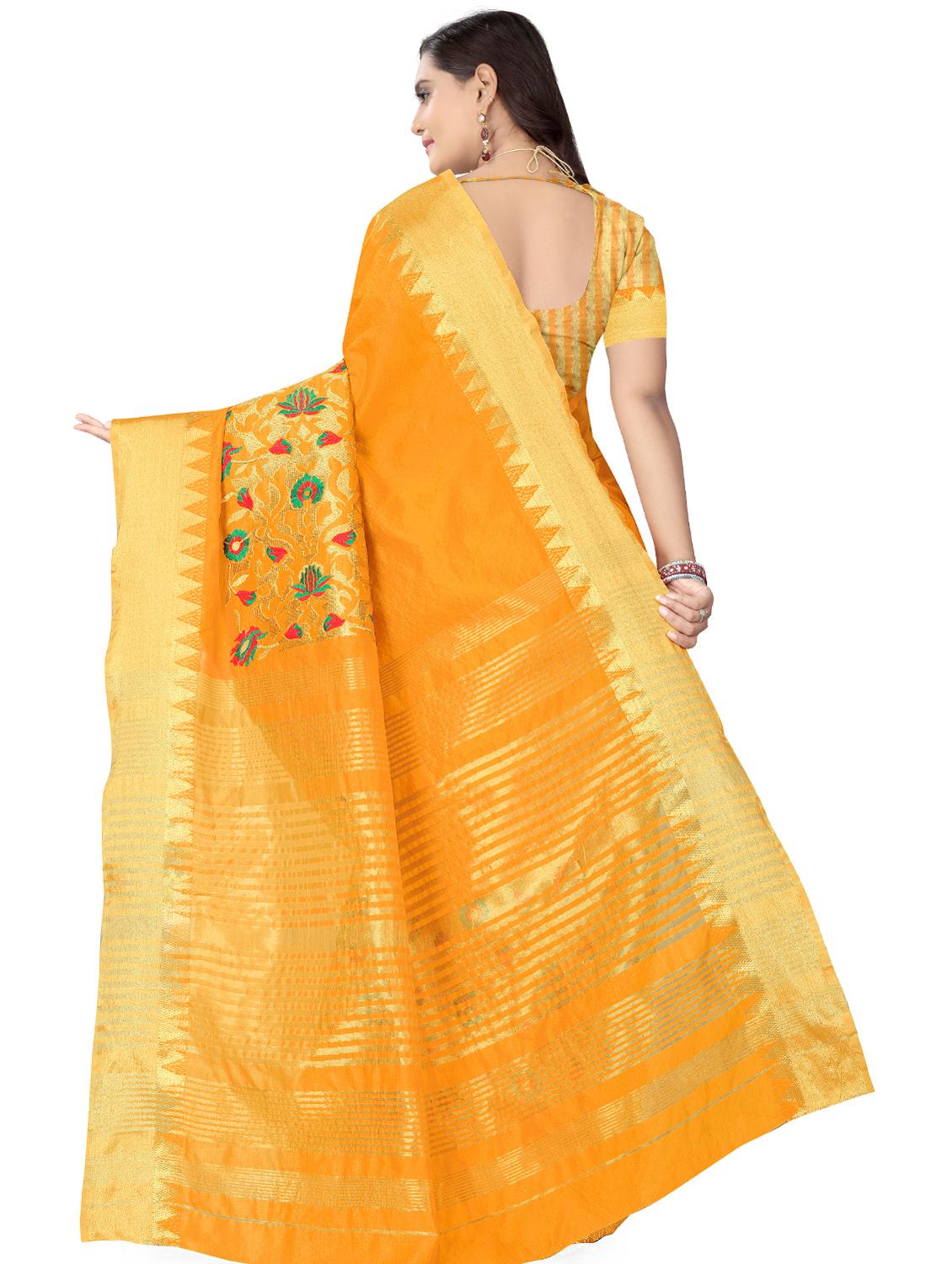 women's embroidered saree with blouse - 17493170 - Standard Image - 1
