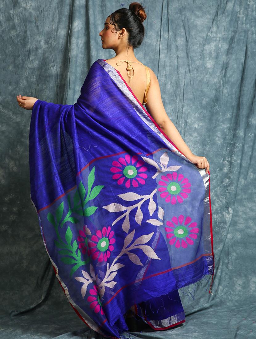 floral woven saree with blouse - 17494857 -  Standard Image - 1