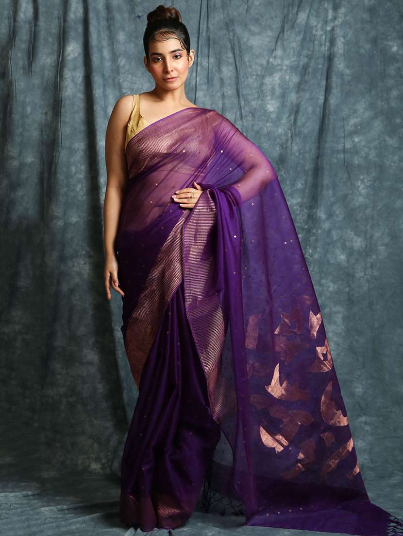 ethnic motifs woven saree with blouse