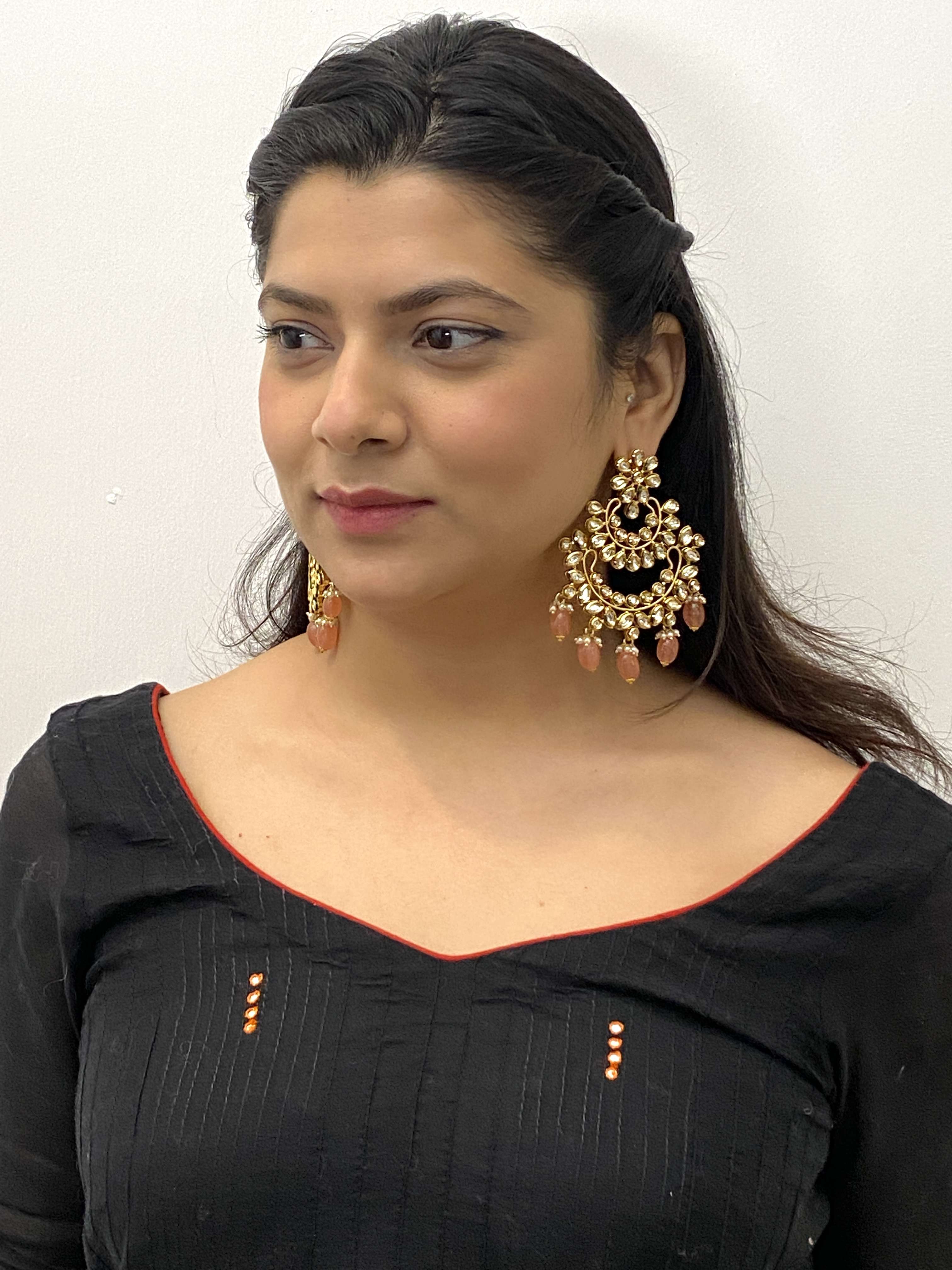  earring with kundan minakari 