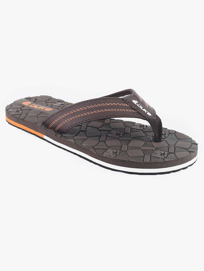 brown pu slip on flip flops