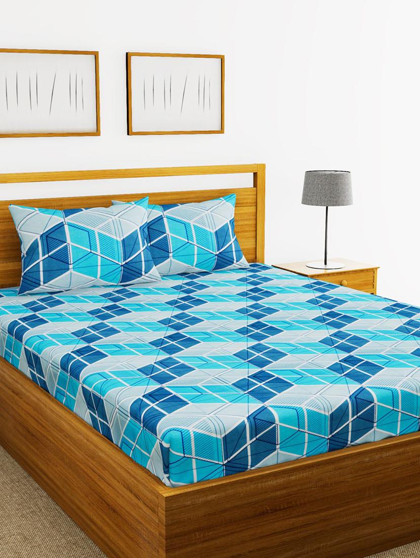 bianca 144tc 100% cotton double bedsheet with 2 pillow cover - mercerized finish -3pc set
