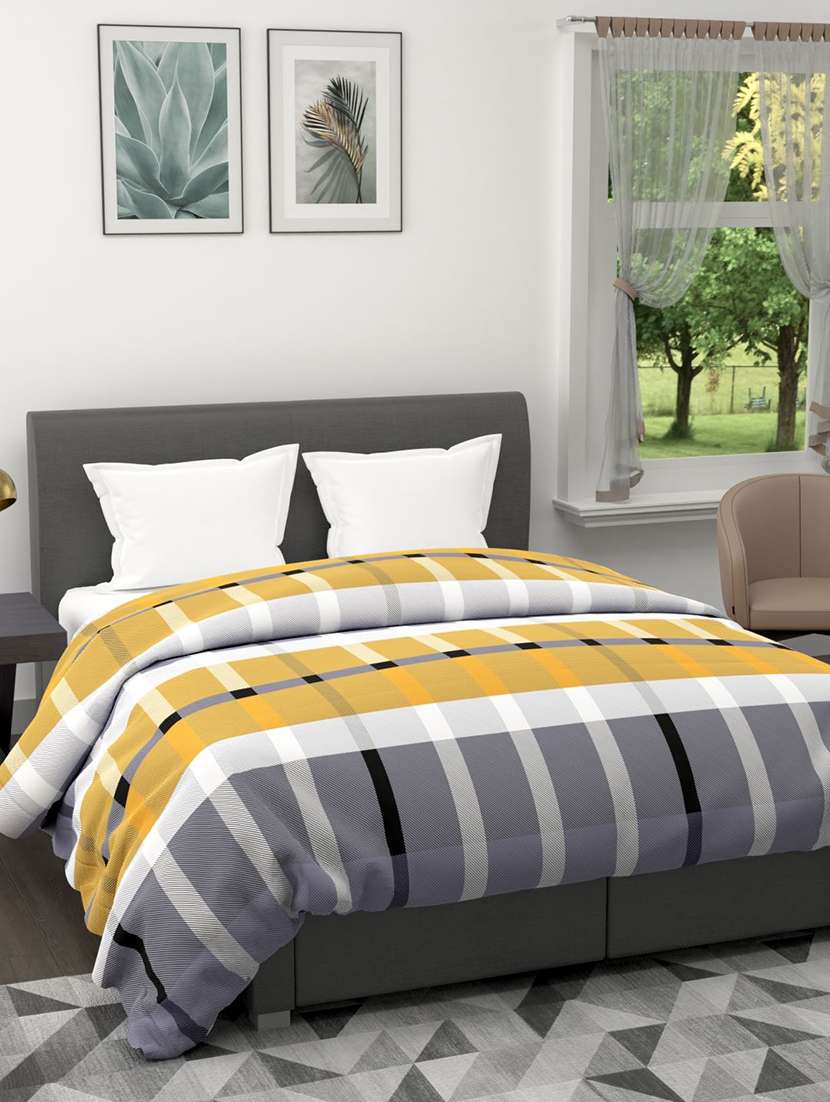 austin all-weather ac double comforter [150gsm micro-silk filling & soft-touch fabric] -1pc set- (rumba) rumba-grey/ gold