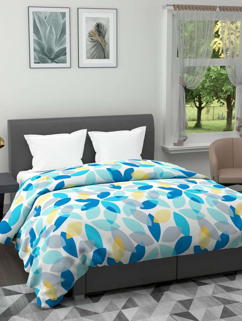 austin all-weather ac double comforter [150gsm micro-silk filling & soft-touch fabric] -1pc set- (rumba) rumba-blue/ white